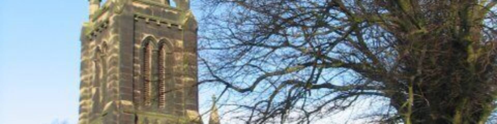 Holy Trinity parish church, Bickerstaffe, Lancashire, seen from the south