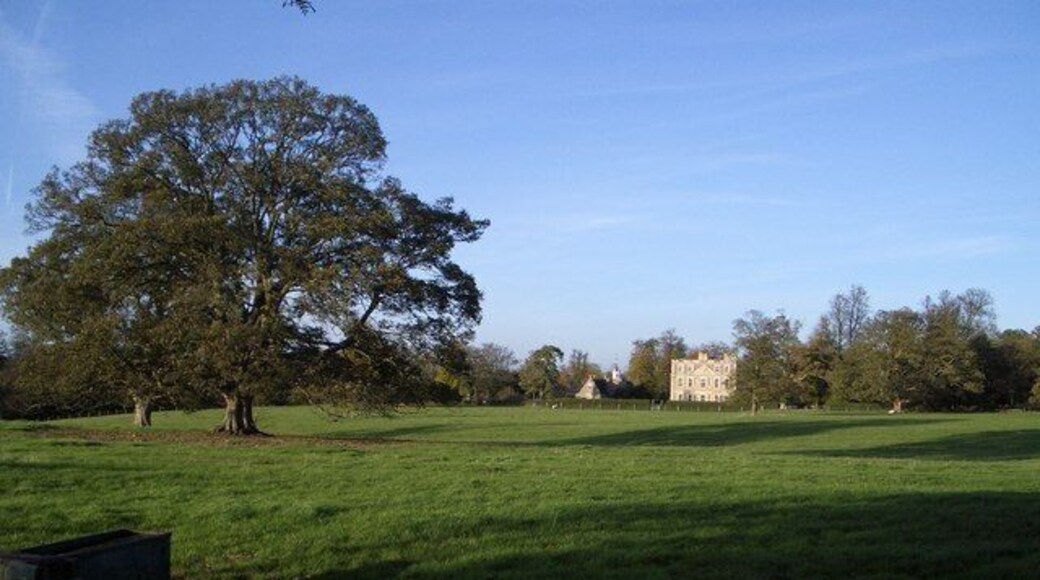 Hinwick House and Parkland This view of Hinwick House shows the south front viewed across its parkland from the hamlet of Hinwick. The House is Grade I listed and was built 1708-1714, with later additions, for Richard Orlebar.