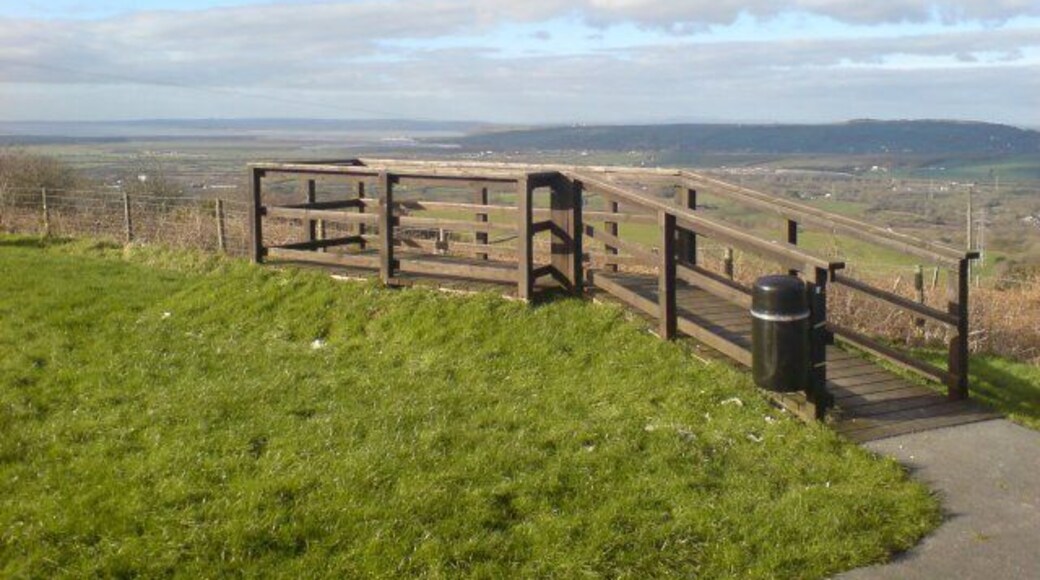 Viewing area on Penbrey Mountain A viewing area has been created with some parking space to enjoy the view from the hillside. On the day the picture was taken, RAF aircraft could be seen (and heard) training in the distance.
