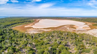 Aerial panorama of The Lakes National Park in Gippsland, Australia