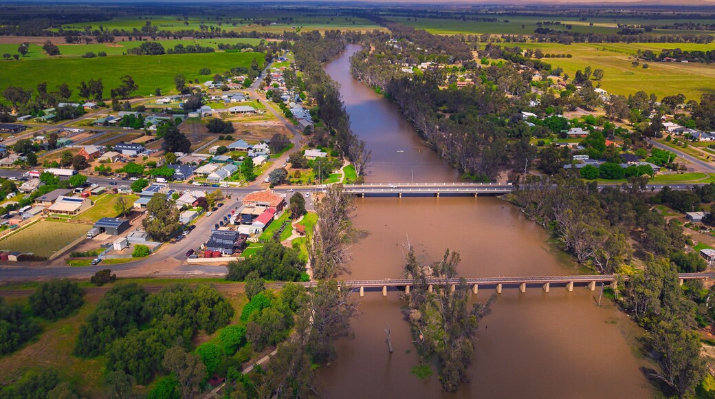 Bridgewater on Loddon Aerial Photo of Loddon River, Bridge and Main Town - Calder Highway