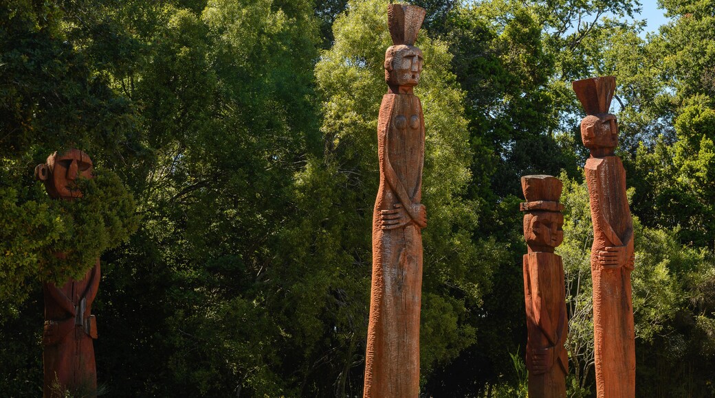 Chamemules, wooden statues at Nielol hill, Temuco (Chile)