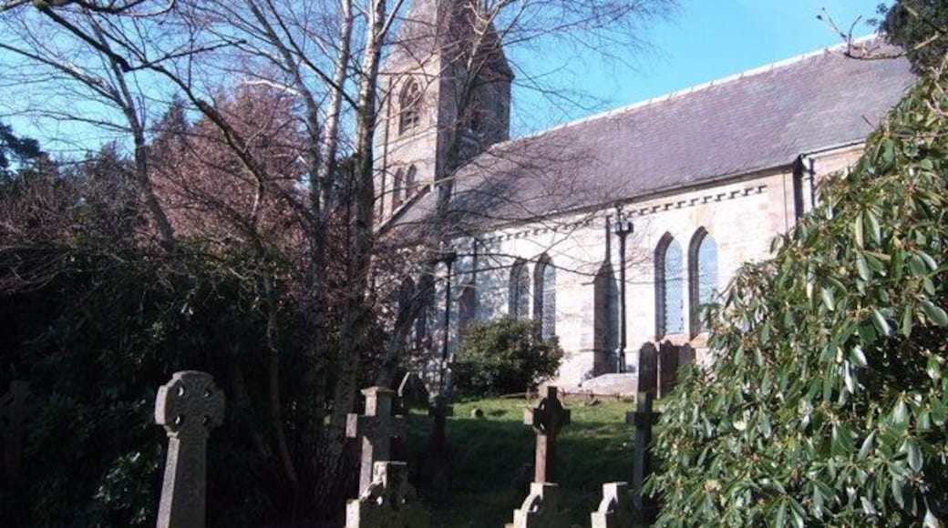 Nave, west tower and spire of St Augustine of Canterbury's parish church, Flimwell, East Sussex, England, seen from the southeast