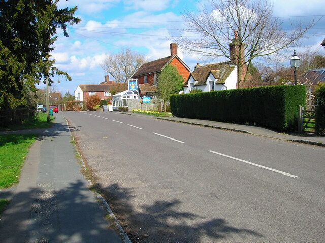 Worthing Road, Dial Post. Hard to believe that the A24 used to thunder through this village until the 1980s. Now all is quiet and serene. Dial Post is a hamlet within the parish of West Grinstead and grew in size from the eighteenth century onwards. The in is The Crown.