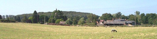 Bromsberrow Church, Court and Farm. Viewed from the north