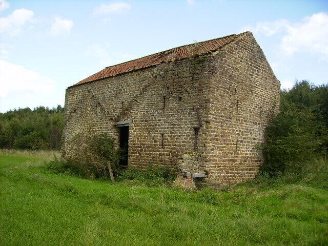 Barn alongside footpath 1Km west of High Stittenham It is obvious that this barn had another building attached to it at some stage. The outline can be clearly seen on the north elevation.
