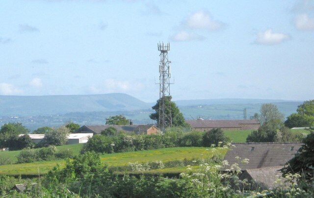 Communications mast behind Holt Lane farm