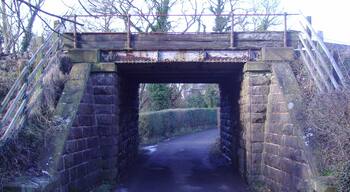 Railway Bridge, Brindle, Preston to Blackburn line Railway bridge on the Preston to Blackburn line, the road leads down to St Joseph's church, Brindle.