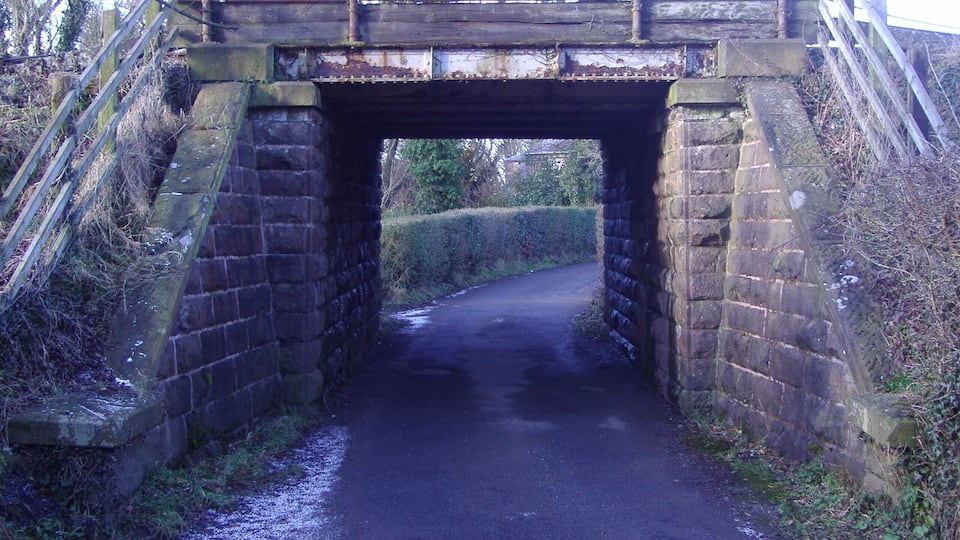 Railway Bridge, Brindle, Preston to Blackburn line Railway bridge on the Preston to Blackburn line, the road leads down to St Joseph's church, Brindle.