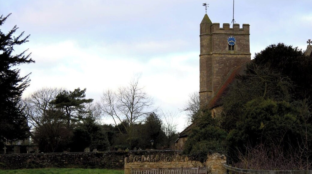 Hillcroft Millennium Green, Stanton St John, Oxfordshire, with the tower of St John the Baptist parish church on the right