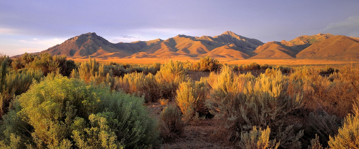USA, Nevada, Denio. Dusk settles over the Bilk Creek Mountains, Denio, Nevada.