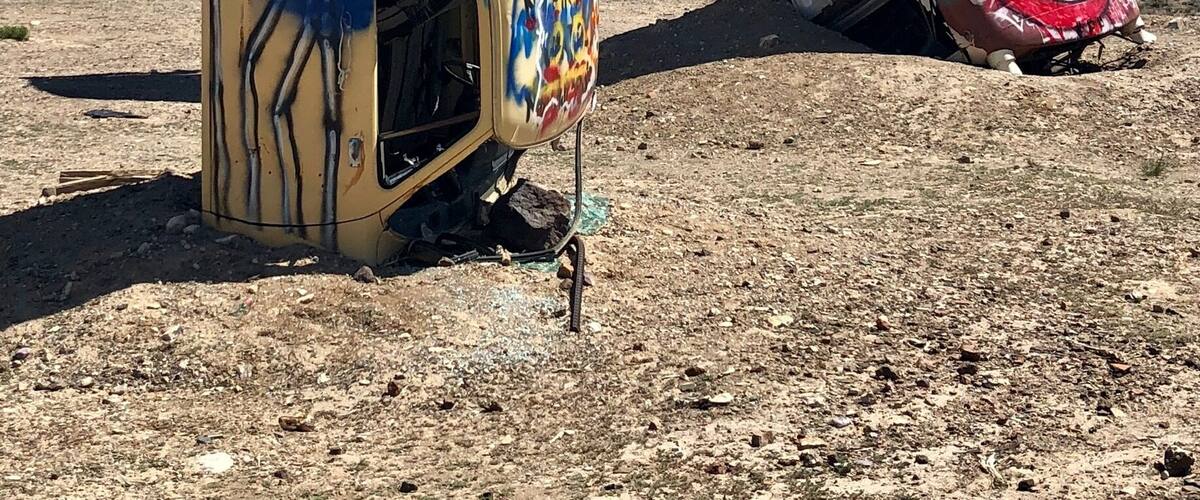 Roughly 20 cars of various styles make up this ‘forest’. Sadly some of the original art work has been painted over by others.