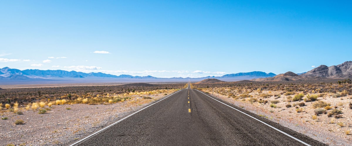 Endless road. Typical road in Nevada desert, USA.