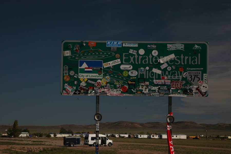 A town called Rachel , along  Nevada highway 375, "The Extra Terrestrial Highway".
It's proximity to Area 51, makes it a popular
destination, for UFO buffs.
#OnTheRoad,
