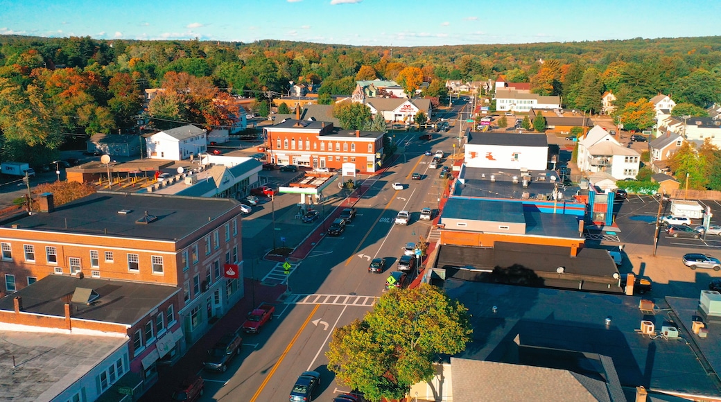 Autumn Aerial Drone Photography Of Downtown Derry, NH (New Hampshire) During The Fall Foliage Season