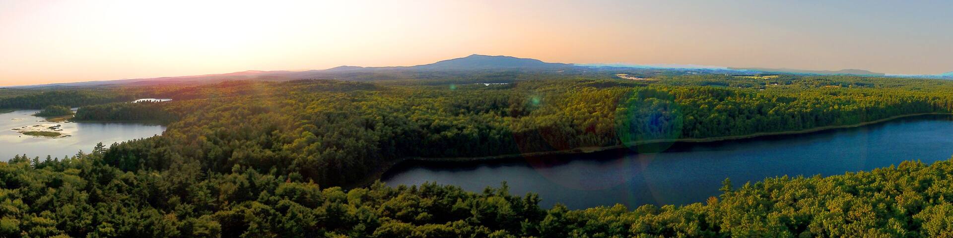 Mount Monadnock Aerial View Panorama in New Hampshire at Sunset in Summer