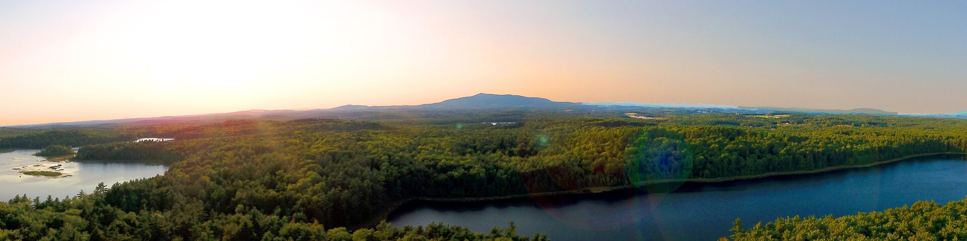 Mount Monadnock Aerial View Panorama in New Hampshire at Sunset in Summer