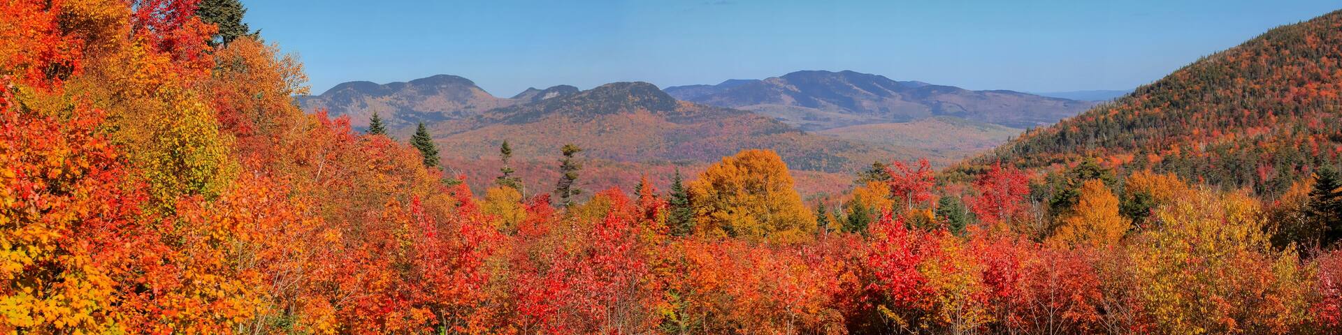 Scenic view of White mountain national forest in New Hampshire along Kancamagus highway.