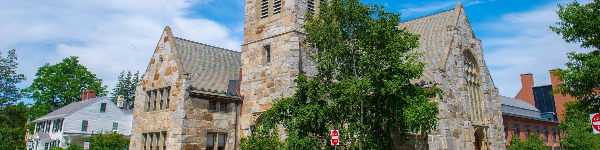 Phillips Church in Phillips Exeter Academy in town center of Exeter, New Hampshire NH, USA.