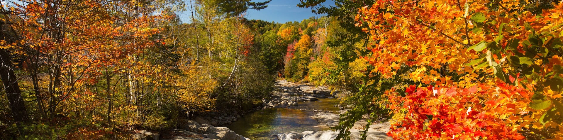 Dramatic fall foliage along the Baker River, Warren, New Hampshi