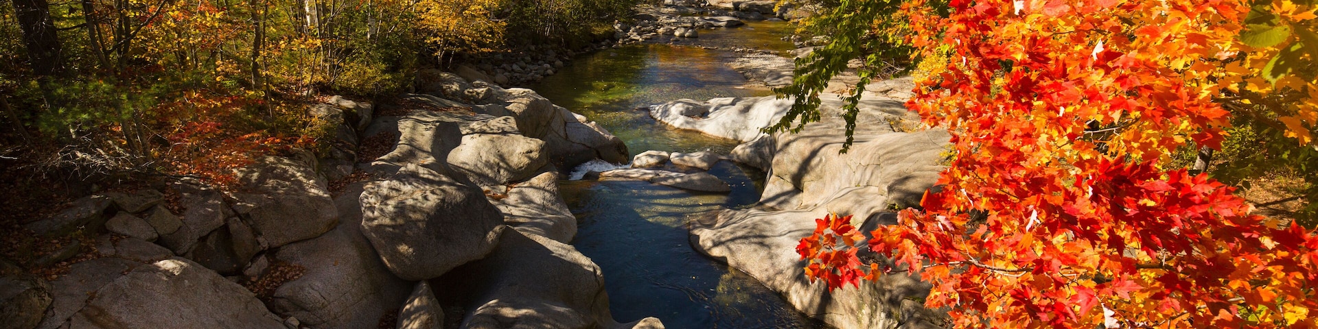 Dramatic fall foliage along the Baker River, Warren, New Hampshi