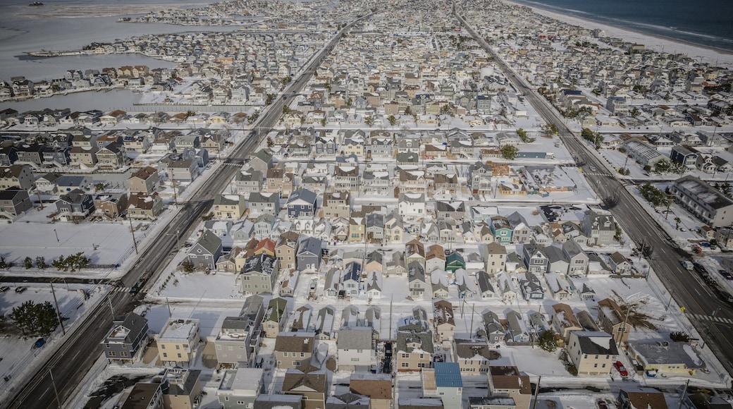 Aerial Drone of Lavallette in the Winter