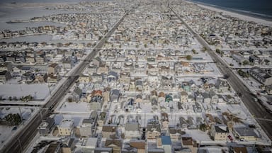 Aerial Drone of Lavallette in the Winter