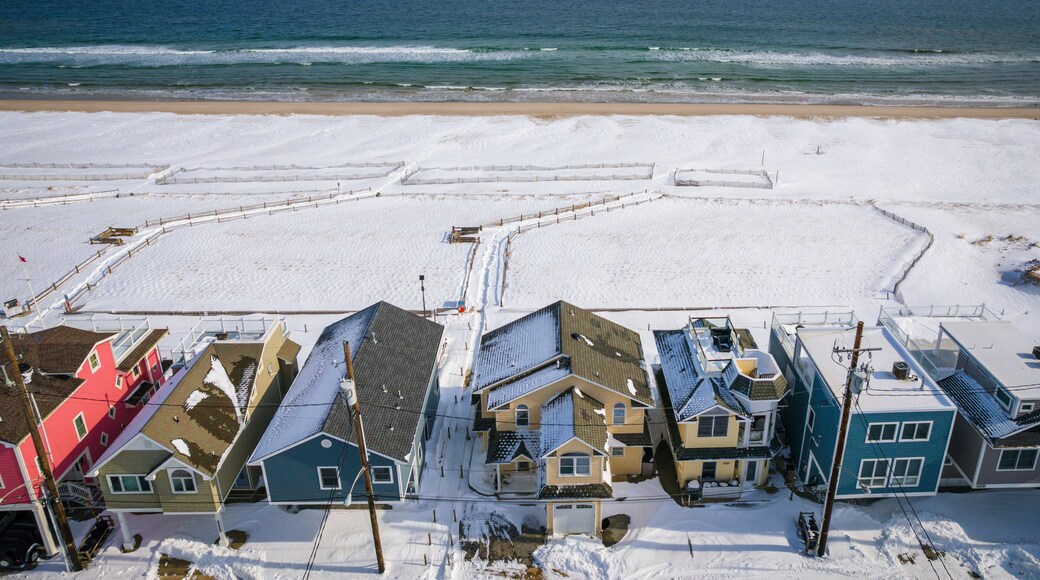 Aerial Drone of Lavallette in the Winter
