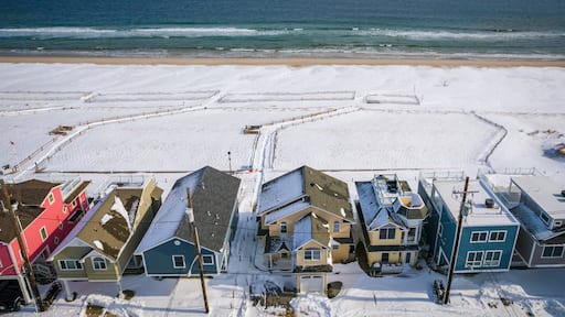 Aerial Drone of Lavallette in the Winter