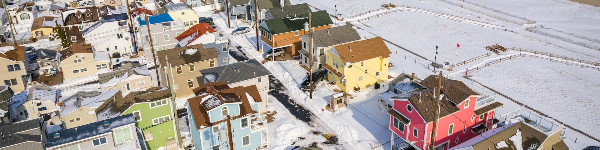 Aerial Drone of Lavallette in the Winter