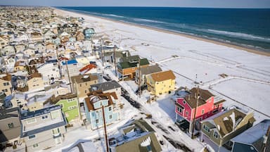 Aerial Drone of Lavallette in the Winter