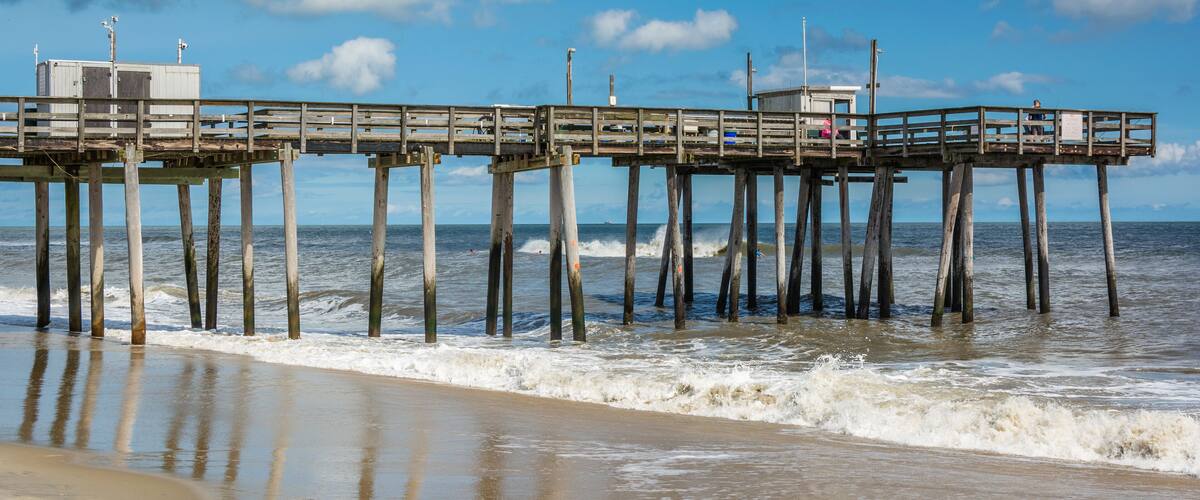 A fishing pier in the Atlantic Ocean, in Margate City, New Jersey.