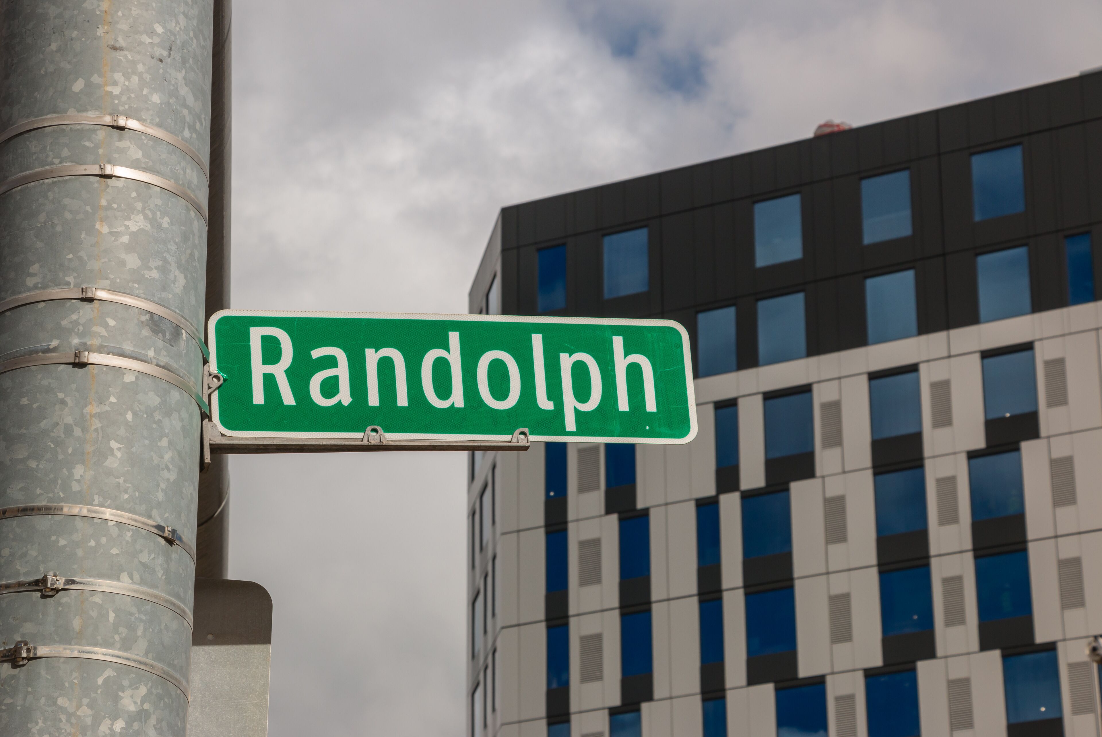 Sign for Randolph Street, of the Randolph Street Commercial Buildings Historic District in downtown Detroit, Michigan.