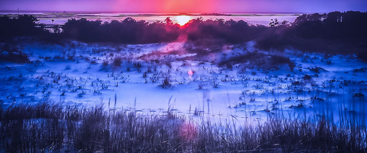 Sunset shot over the dune at long beach