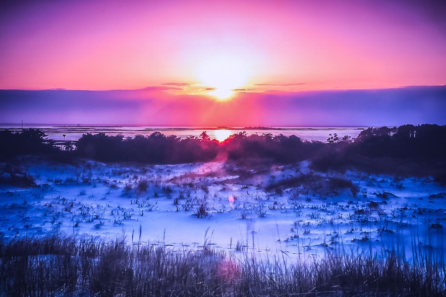 Sunset shot over the dune at long beach