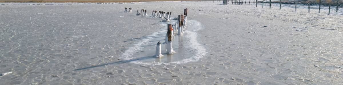 The Delaware Bay is Frozen near Cape May, NJ