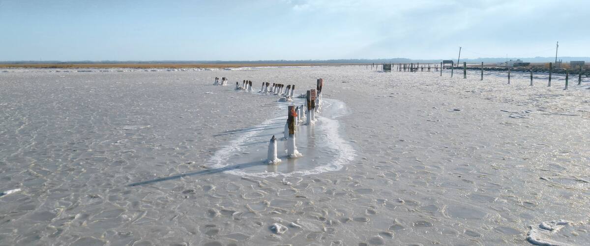 The Delaware Bay is Frozen near Cape May, NJ