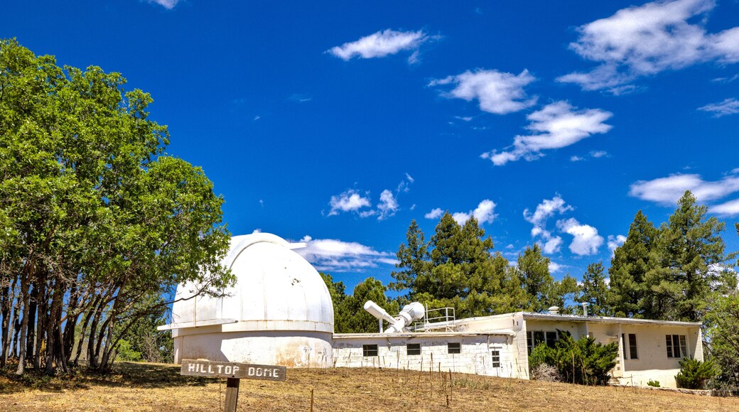 Telescope enclosures are scattered across the ridgeline at 9200 ft., Sunspot Solar Observatory is home to gorgeous vistas, historical landmarks, and one of the largest active solar telescopes.