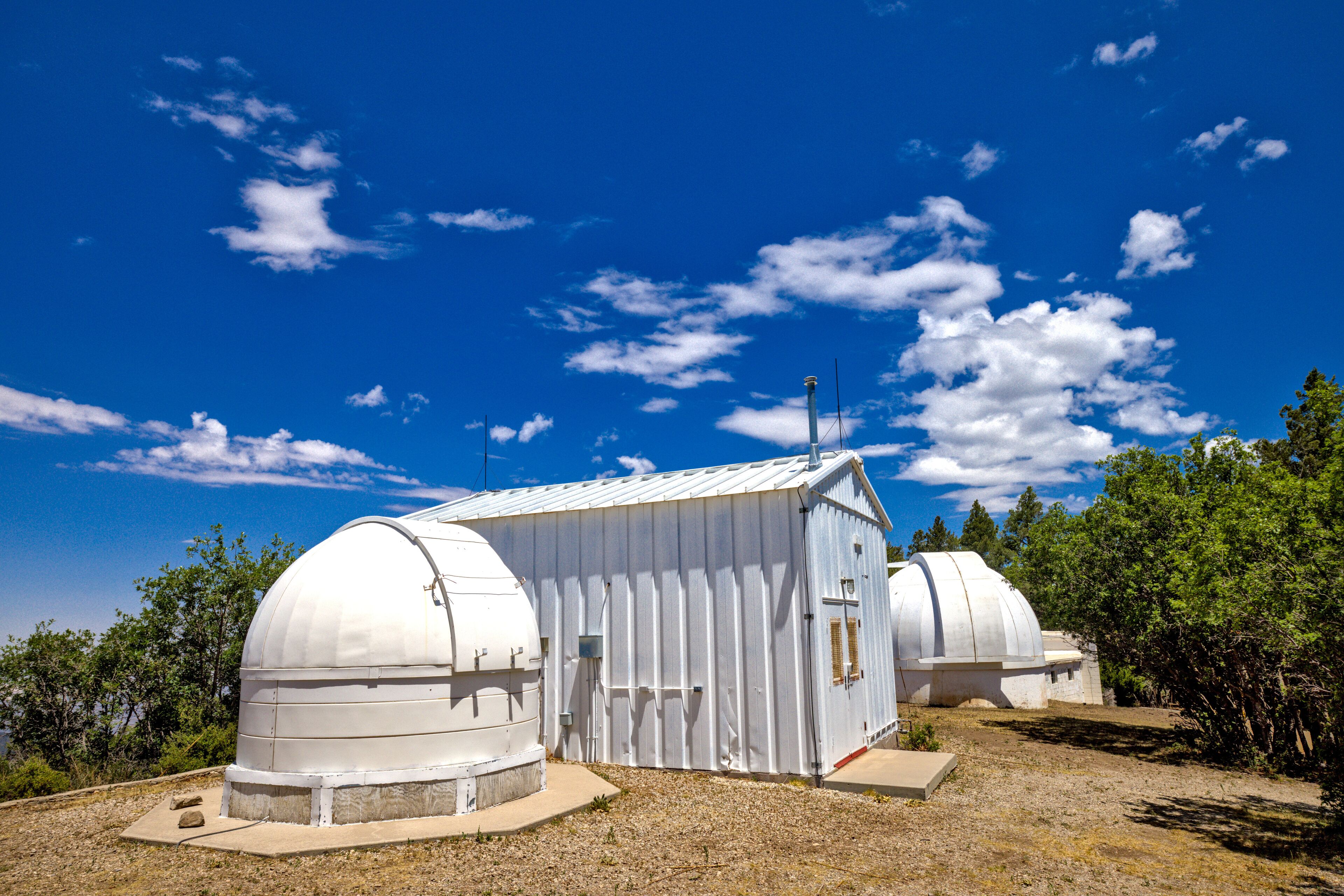 Telescope enclosures are scattered across the ridgeline at 9200 ft., Sunspot Solar Observatory is home to gorgeous vistas, historical landmarks, and one of the largest active solar telescopes.