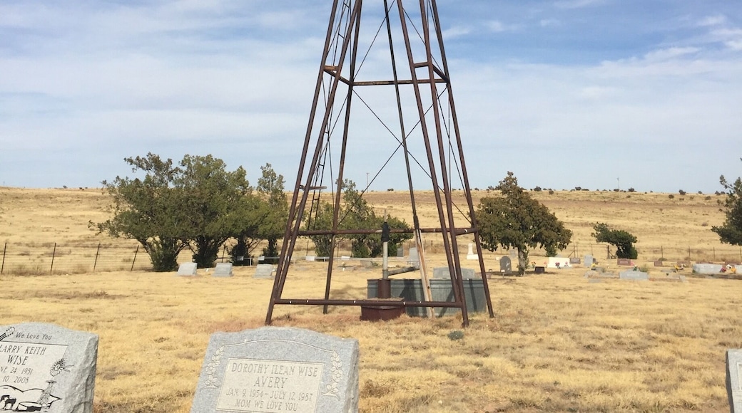This lovely little cemetery contains the remnants of past inhabitants of the area as well as the windmill that drew water from the well and a potters field for the destitute a climb to the towers top provides far-reaching views of this beautiful portion of rural New Mexico.