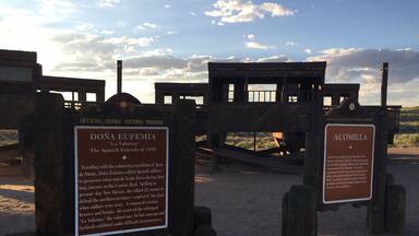 This lovely and unique rest area along Interstate 25 in central New Mexico appears even more intriguing during the Golden Hour. It includes information about early users of el Camino Real, including Dona Eufemia who traveled with the infamous Juan de Onate.