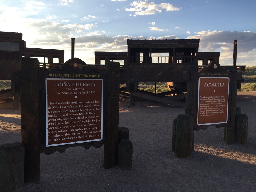 This lovely and unique rest area along Interstate 25 in central New Mexico appears even more intriguing during the Golden Hour. It includes information about early users of el Camino Real, including Dona Eufemia who traveled with the infamous Juan de Onate.