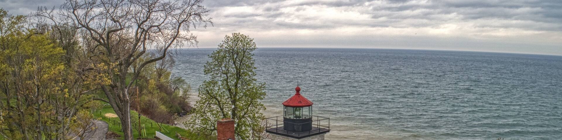 Aerial View of Sodus Point, a popular Tourist Town in Upstate New York