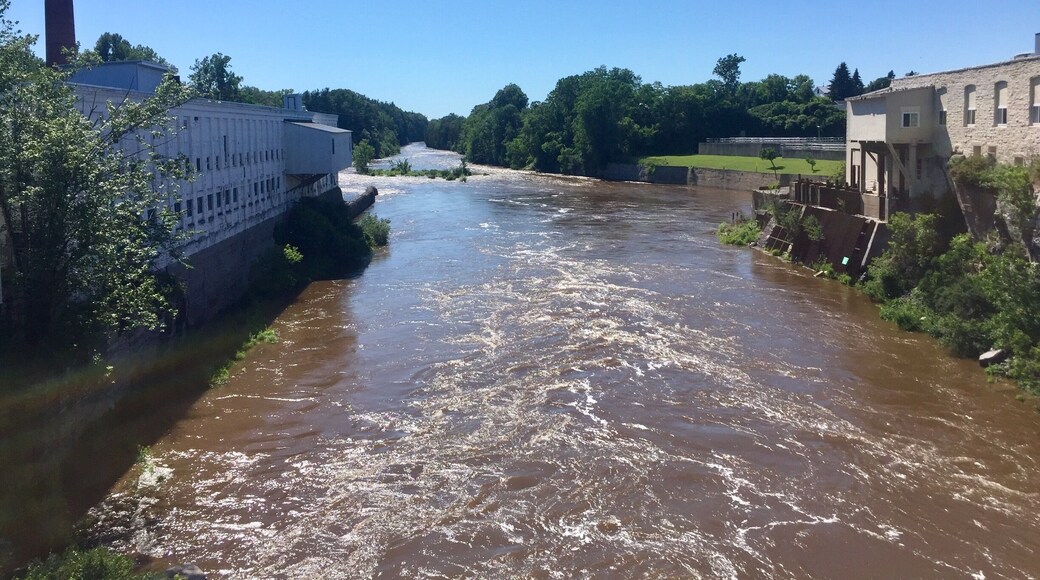 Two abandoned paper mills located along the Black River which drains into Lake Ontario. Both mills date to 1901.