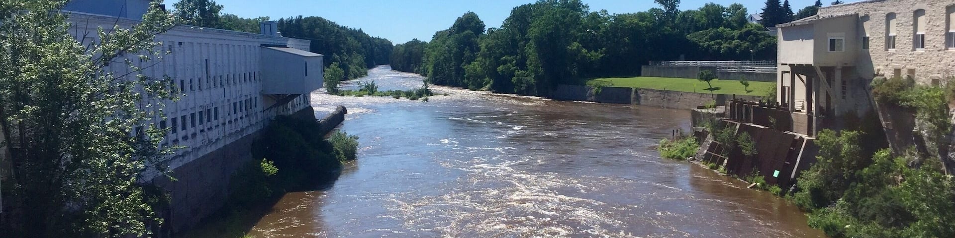 Two abandoned paper mills located along the Black River which drains into Lake Ontario. Both mills date to 1901.