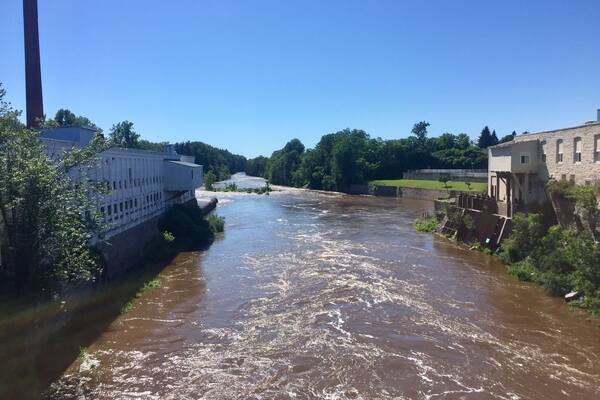 Two abandoned paper mills located along the Black River which drains into Lake Ontario. Both mills date to 1901.
