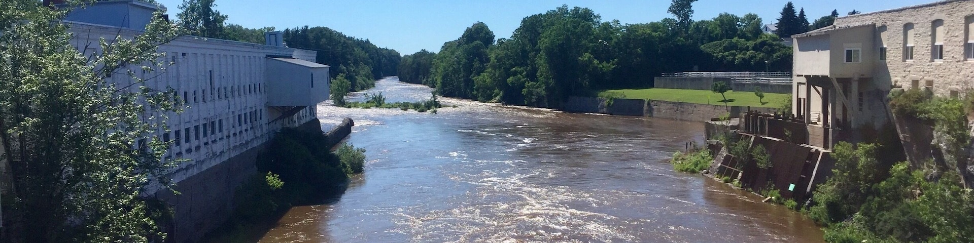 Two abandoned paper mills located along the Black River which drains into Lake Ontario. Both mills date to 1901.