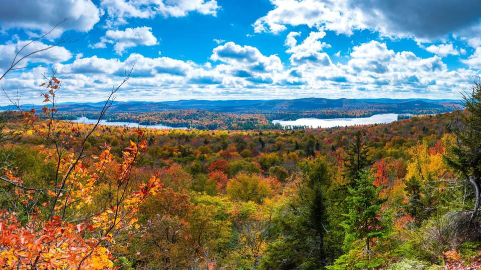 Fourth and third lake in the Adirondack from bald mountain fire tower