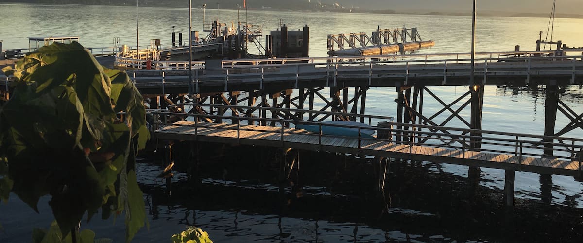 As the sun went down at Seaside Restaurant on Salt Spring Island. The restaurant is at Vesuvius ferry terminal and the view looks across to Crofton on Vancouver Island.