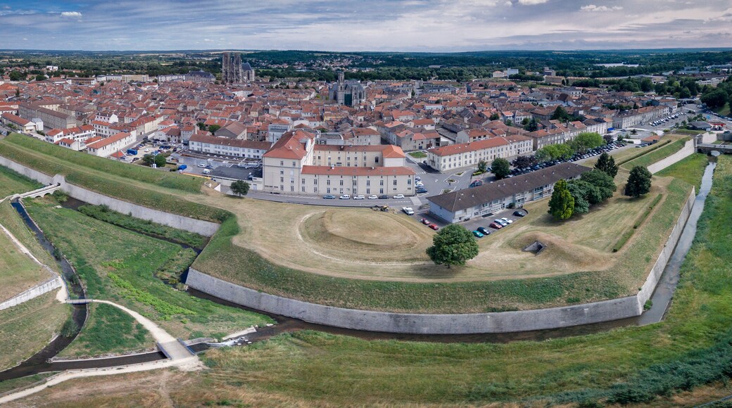 Aerial panorama view of fortified medieval French town Toul